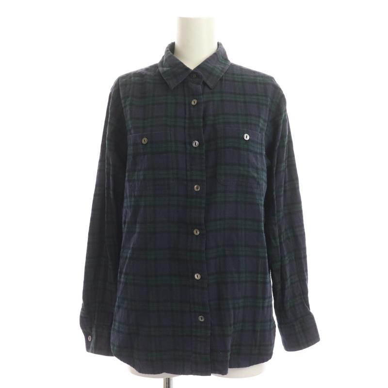 紺×赤 ドゥーズィエムクラス チェックシャツ レディース - シャツ