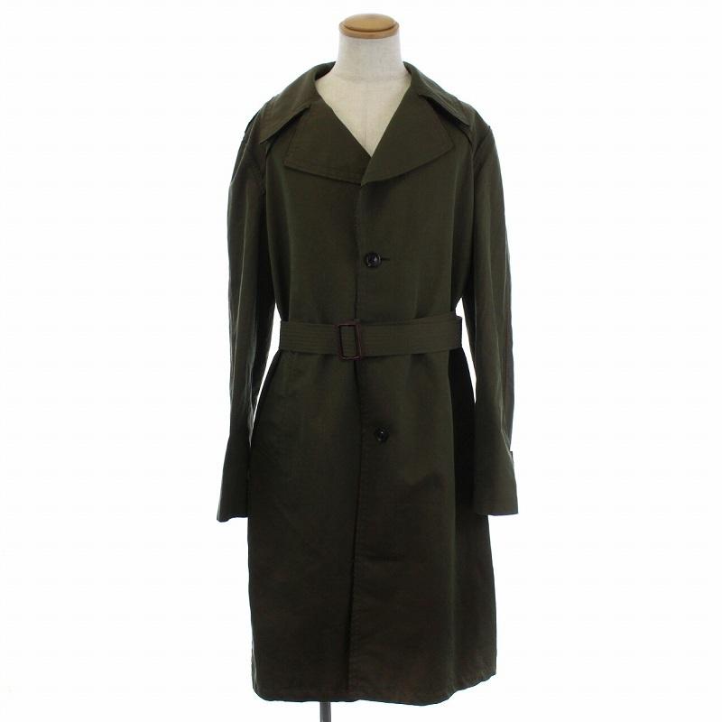中古 メゾンマルジェラ Maison Margiela マルタンマルジェラ14 19ss トレンチコート ひざ丈 ベルト コットン イタリア製 48 M カーキ メンズ 交換無料