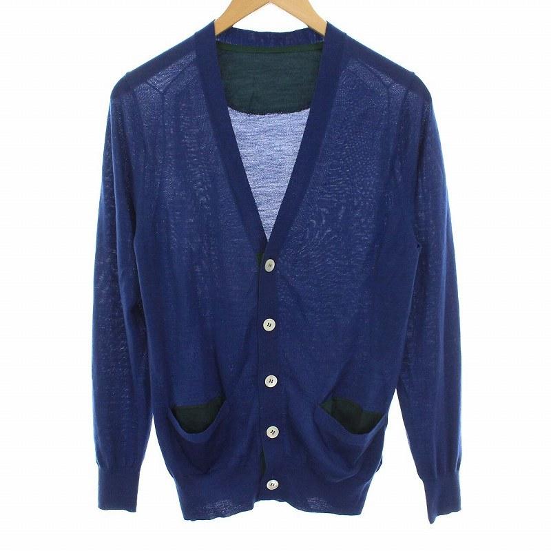 サカイ Sacai 12年製 カーディガン ニット 薄手 Vネック 長袖 カシミヤ混 シルク混 1 S 青 ブルー Ym メンズ 081 ブランド古着販売のベクトル 通販 Yahoo ショッピング