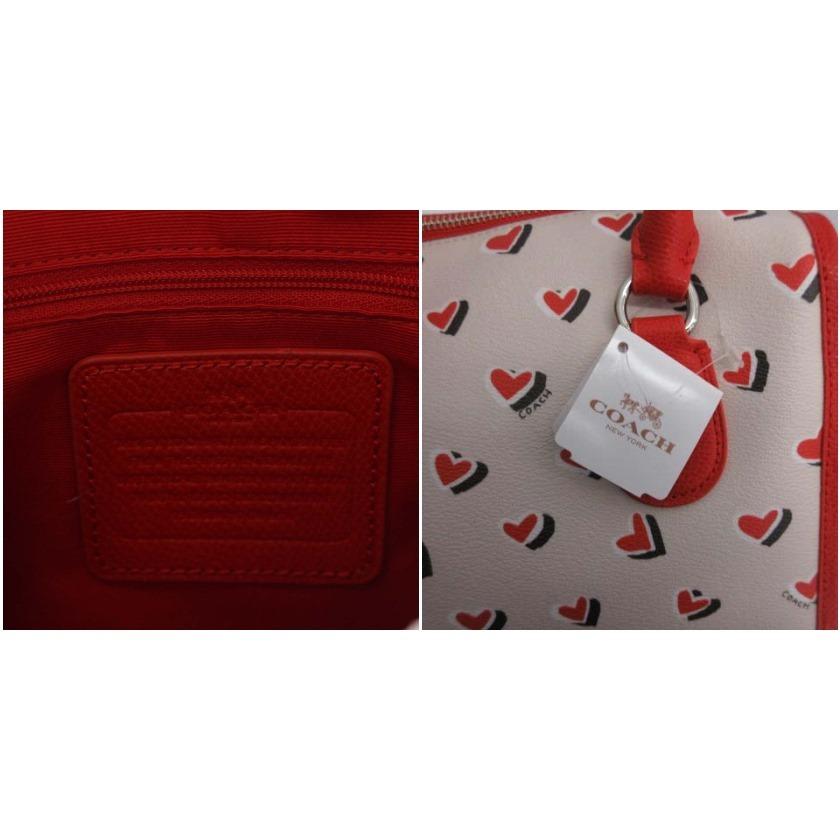 中古 未使用品 コーチ バレンタイン ハートプリント ミニベネット