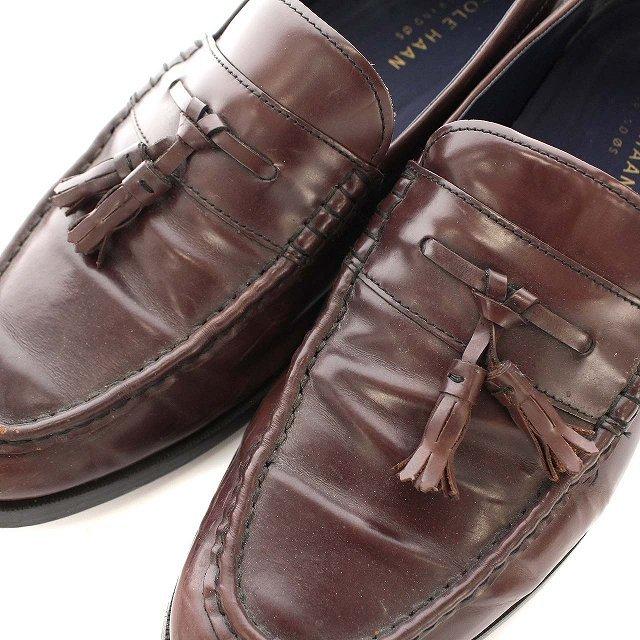 本革レザーコールハーンCOLE HAAN茶系ローファーモカシンぺたんこ靴