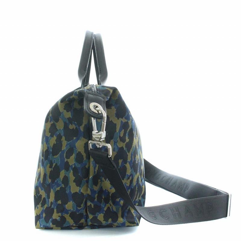 独特の素材 レオパード柄 ヒョウ柄 2way ショルダーバッグ ハンドバッグ パンサー プリアージュ ル ロンシャン 中古 ナイロン 古着 ベクトル レディース ベージュ 青 ハンドバッグ Www Oroagri Eu