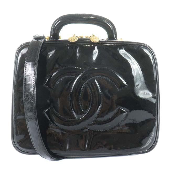 中古 シャネル バニティバッグ ハンドバッグ ショルダーバッグ 2way エナメル ココマーク スクエア ゴールド金具 4番台 黒 レディース 【ベ  :081-102206150214:ブランド古着販売のベクトル - 通販 - Yahoo!ショッピング