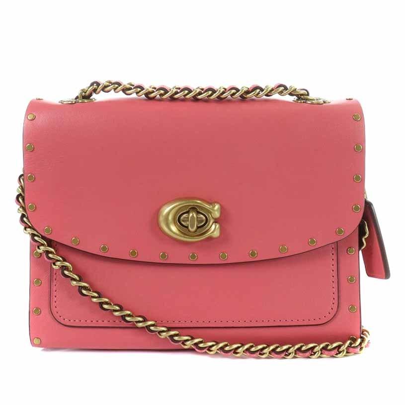 Aランク COACH コーチ パーカー ウィズ リベット ショルダーバッグ 黒 Aランク COACH コーチ パーカー ウィズ リベット ショルダーバッグ 黒