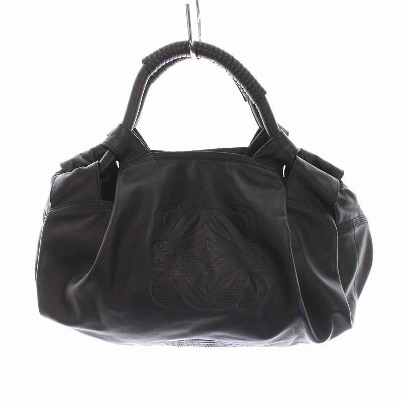 未使用☆ ロエベ ナッパアイレ ハンドバッグ レザー ブラック LOEWE-