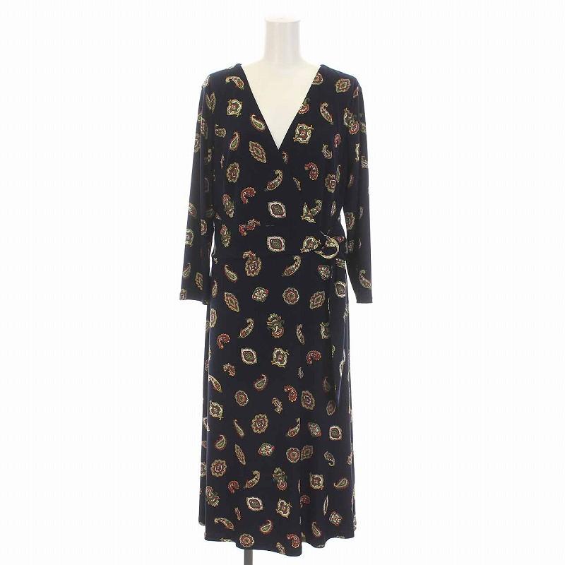未使用品 ローレンラルフローレン LAUREN RALPH LAUREN ワンピース ロング カシュクール 総柄 ペイズリー柄 七分袖 6 S M 紺  ネイビー :081-102210080240:ブランド古着販売のベクトル - 通販 - Yahoo!ショッピング