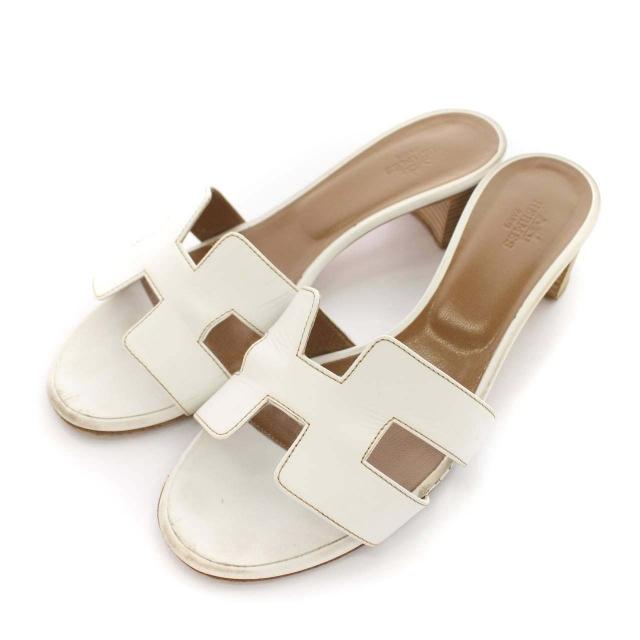 エルメス HERMES オアジス ミュール サンダル ローヒール レザー 靴