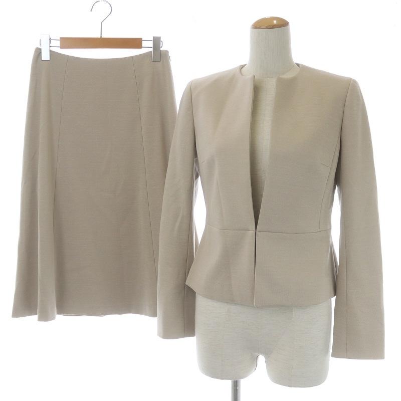 陰山織物謹製 アマカ スーツ ノーカラージャケット フレアスカート