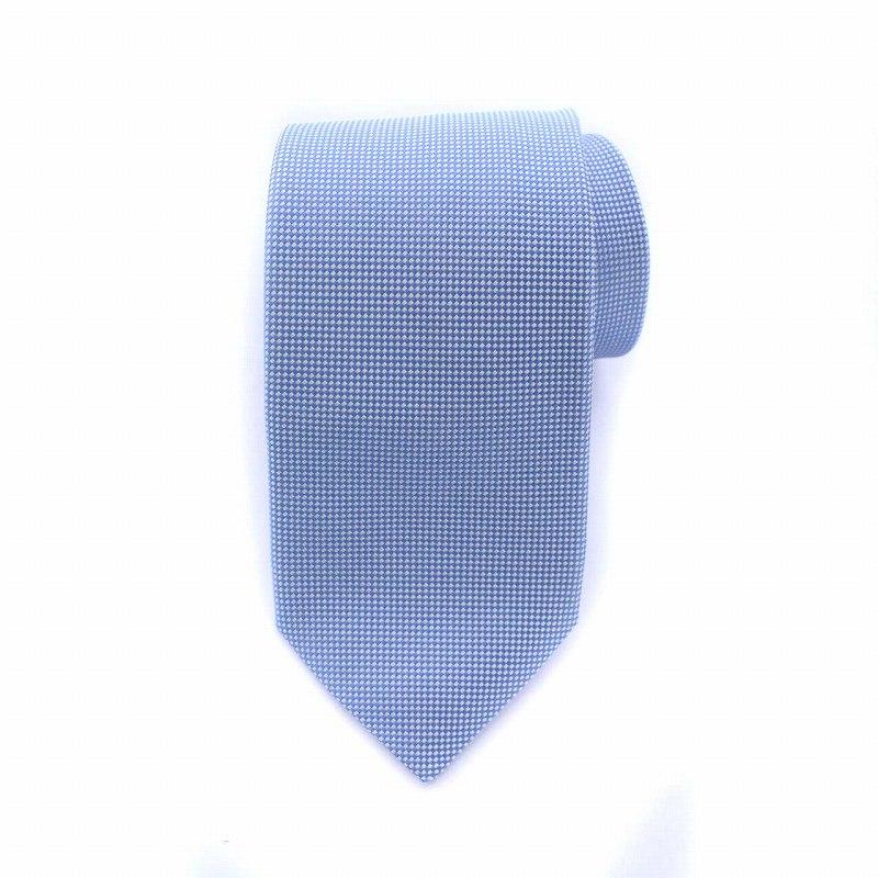高評価！HERMES ネクタイ エルメス 総柄 水色 ブルー 小紋柄 ネクタイ 