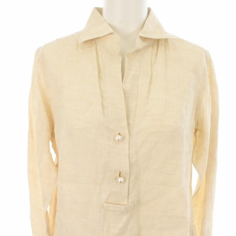 ナチュラ マルティニーク リネンパールスキッパーシャツ ブラウス 長袖