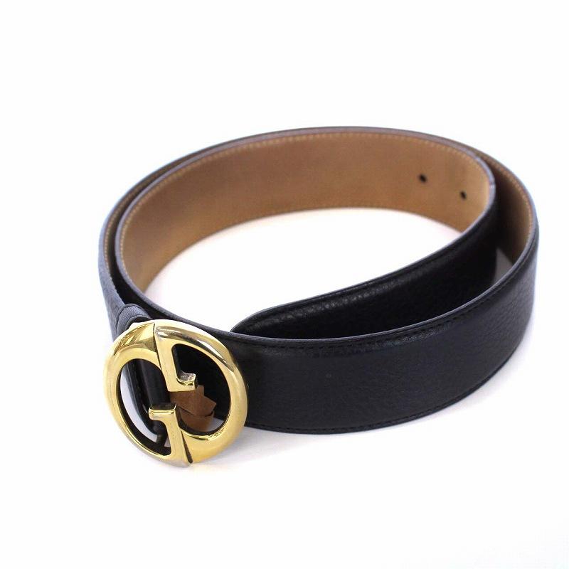 グッチ GUCCI GGバックル レザーベルト 革ベルト ゴールド金具 85 34