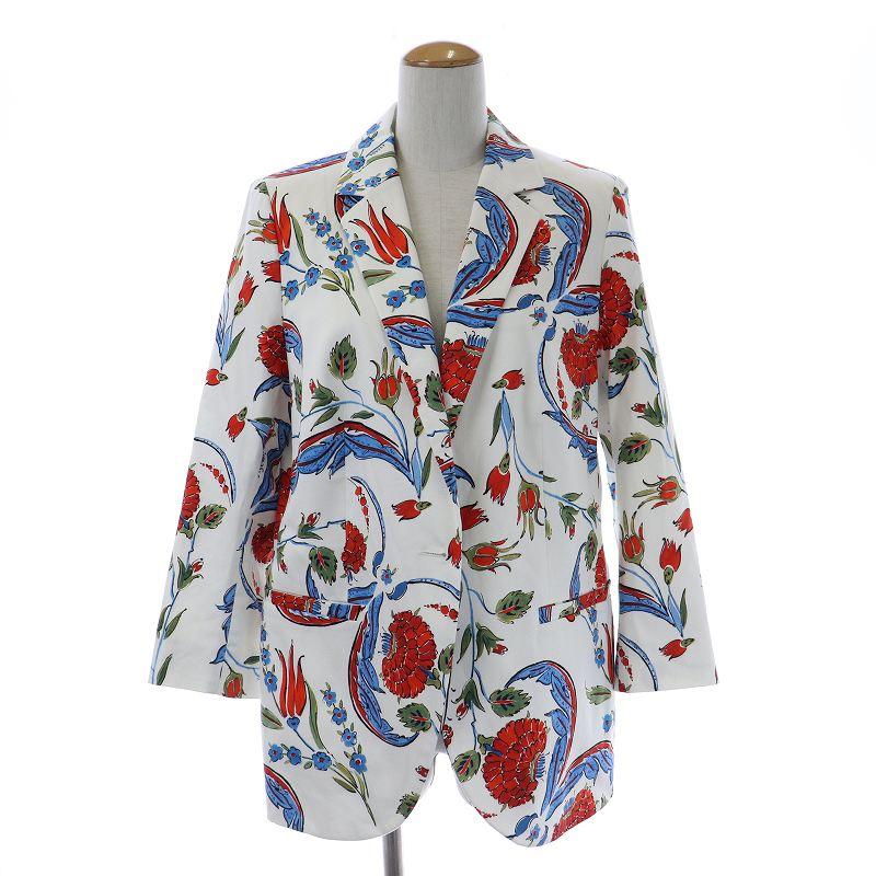 エスカーダ ESCADA テーラードジャケット シングル 花柄 コットン 42