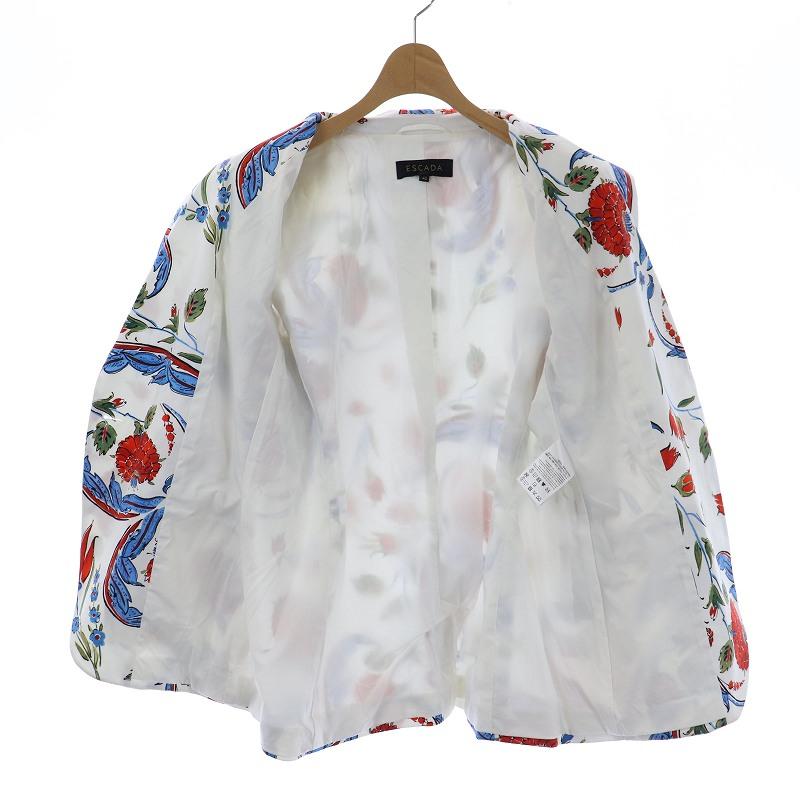 エスカーダ ESCADA テーラードジャケット シングル 花柄 コットン 42