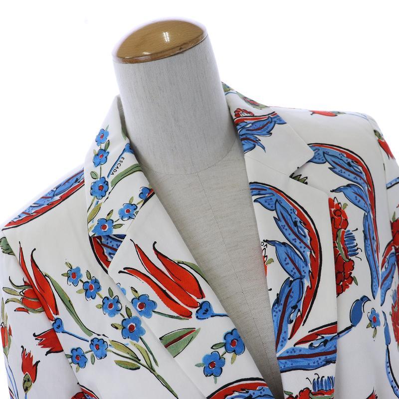 エスカーダ ESCADA テーラードジャケット シングル 花柄 コットン 42