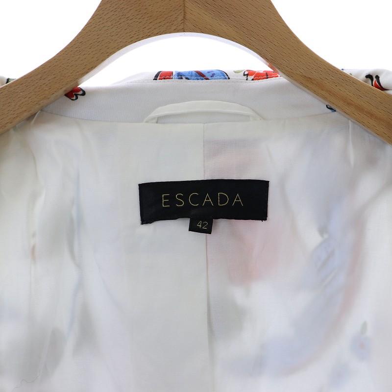 エスカーダ ESCADA テーラードジャケット シングル 花柄 コットン 42