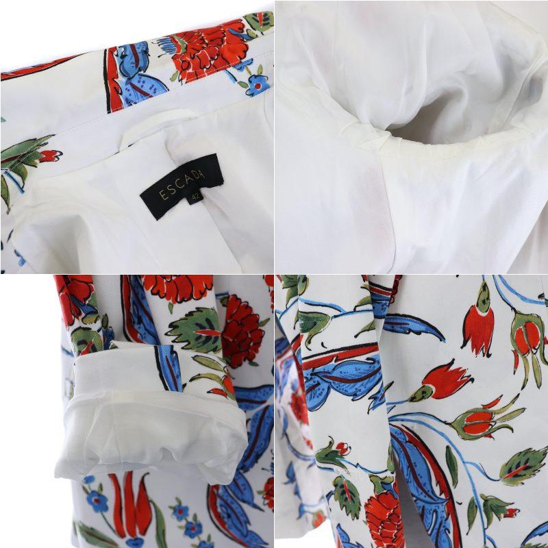 エスカーダ ESCADA テーラードジャケット シングル 花柄 コットン 42