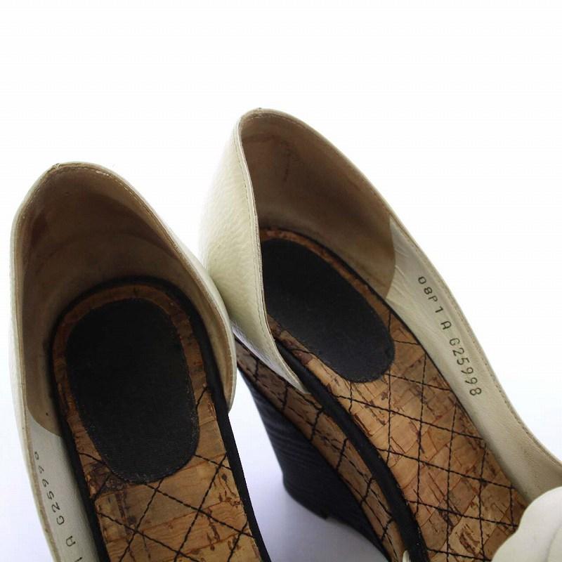 シャネル CHANEL カメリア ココマーク コルクウェッジソール パンプス