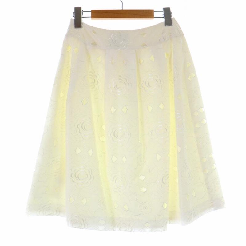 オースチン リード Austin Reed フレアスカート ひざ丈 刺繍 花柄 38 M  