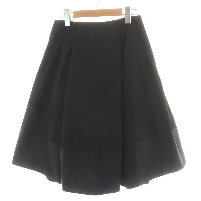 エンフォルド ENFOLD 22AW タックフレアミニスカート ひざ丈 38 M 黒  