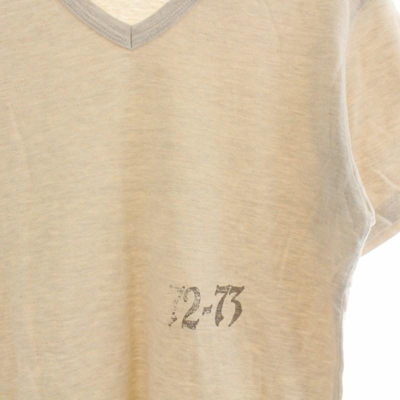 ゲルガ GERUGA Tシャツ カットソー Vネック プルオーバー プリント柄 半袖 3 M ベージュ｜vectorpremium｜04