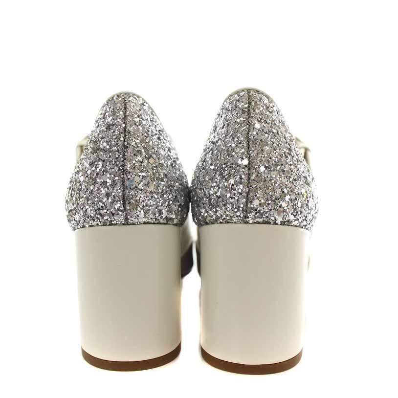 ミュウミュウ miumiu ストラップパンプス レザー 切替 チャンキー 