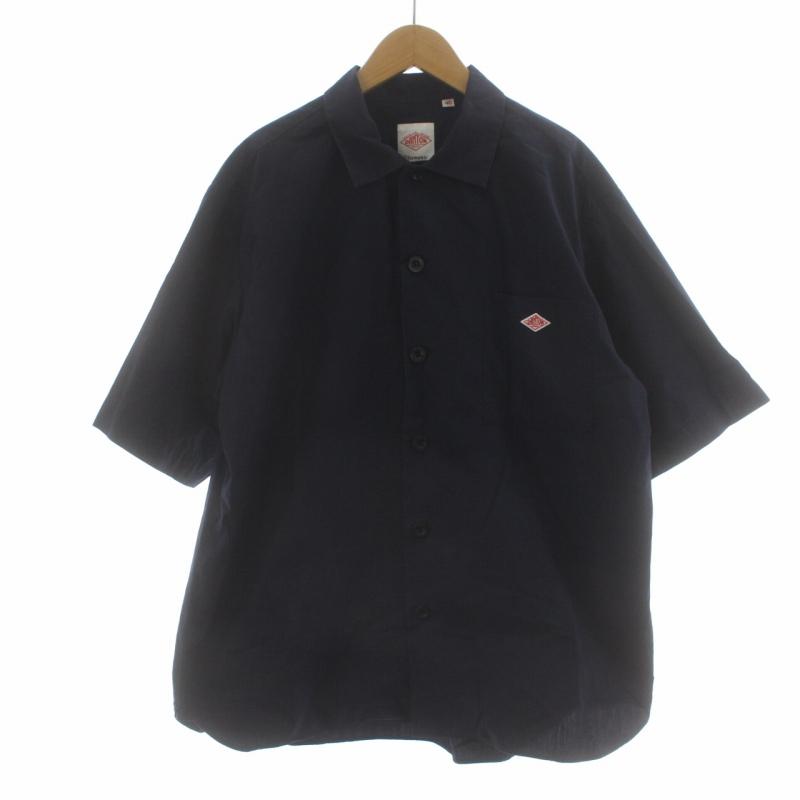 ダントン DANTON 18SS コットンポプリンショートスリーブ シャツ カジュアルシャツ 半袖 40 M 紺 ネイビー JD-3609 :
