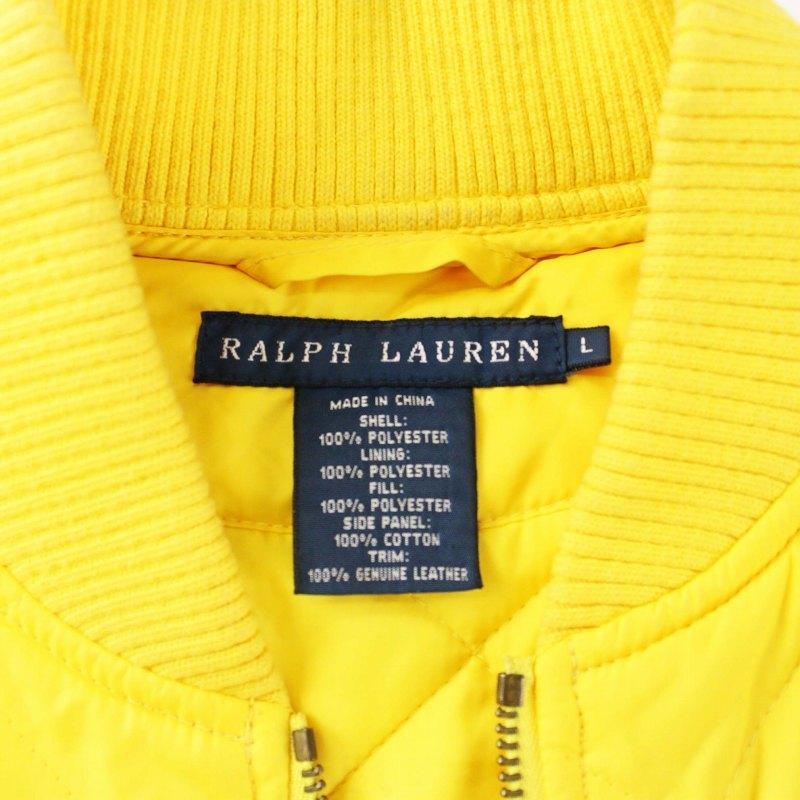 ラルフローレン RALPH LAUREN キルティングジャケット 中綿 レザーパッチ L 黄色 イエロー/TR1 レディース｜vectorpremium｜04