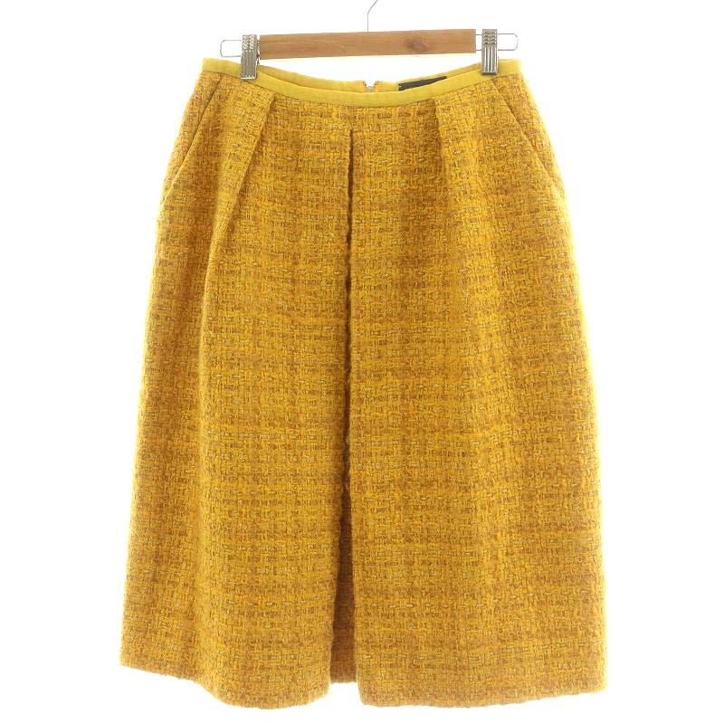 ドゥロワー Drawer タイトスカート ひざ丈 ツイード タック モヘヤ混  