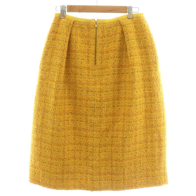 ドゥロワー Drawer タイトスカート ひざ丈 ツイード タック モヘヤ混  