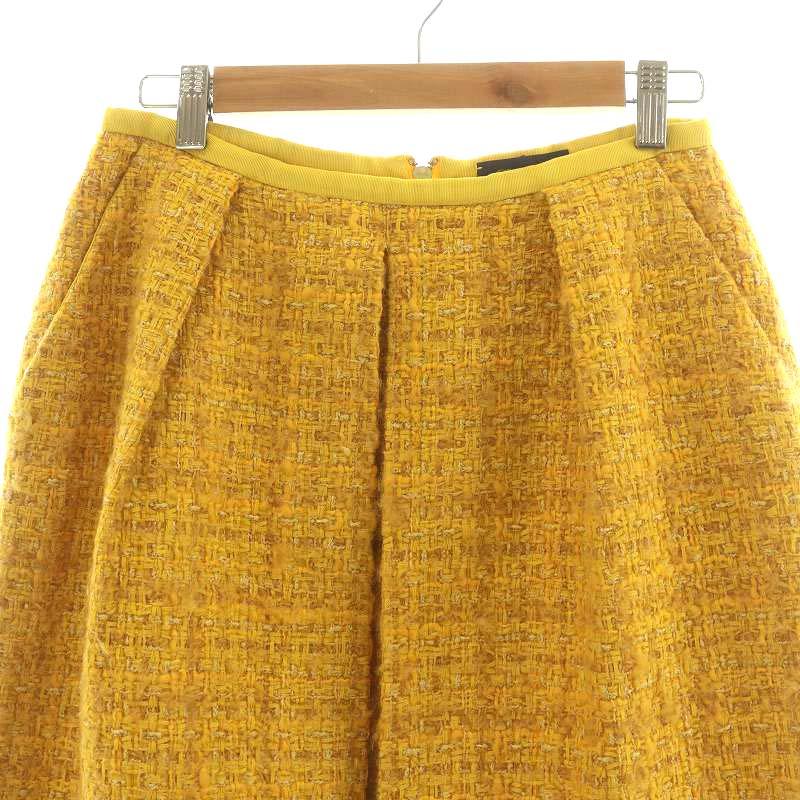 ドゥロワー Drawer タイトスカート ひざ丈 ツイード タック モヘヤ混  