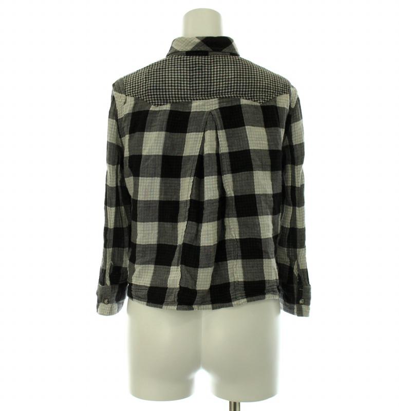 DIESEL（ディーゼル） チェックシャツ ブラウス 七分袖 XS 黒 ブラック 