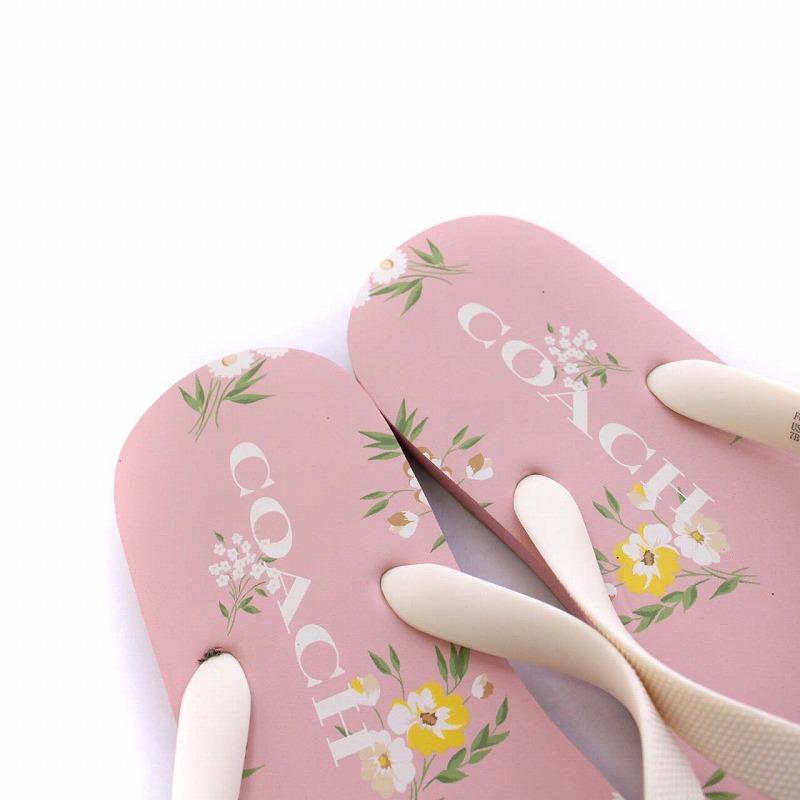 コーチ COACH Flip Flops Floral Pattern Pink/Tan フラワープリント ビーチサンダル フラット US7B 24cm ピンク FG3437 /KH レディース｜vectorpremium｜05