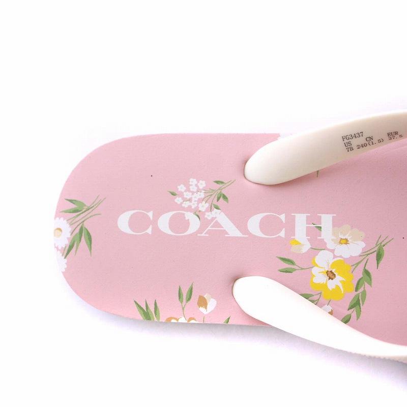 コーチ COACH Flip Flops Floral Pattern Pink/Tan フラワープリント ビーチサンダル フラット US7B 24cm ピンク FG3437 /KH レディース｜vectorpremium｜07