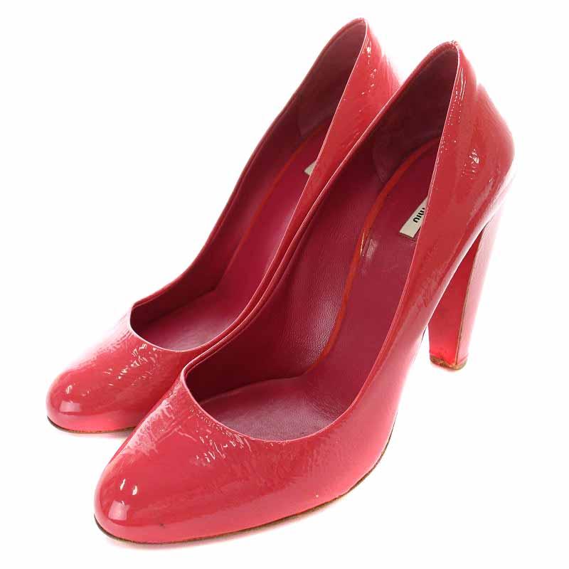 ミュウミュウ miumiu パンプス エナメル ラウンドトゥ ハイヒール 36 