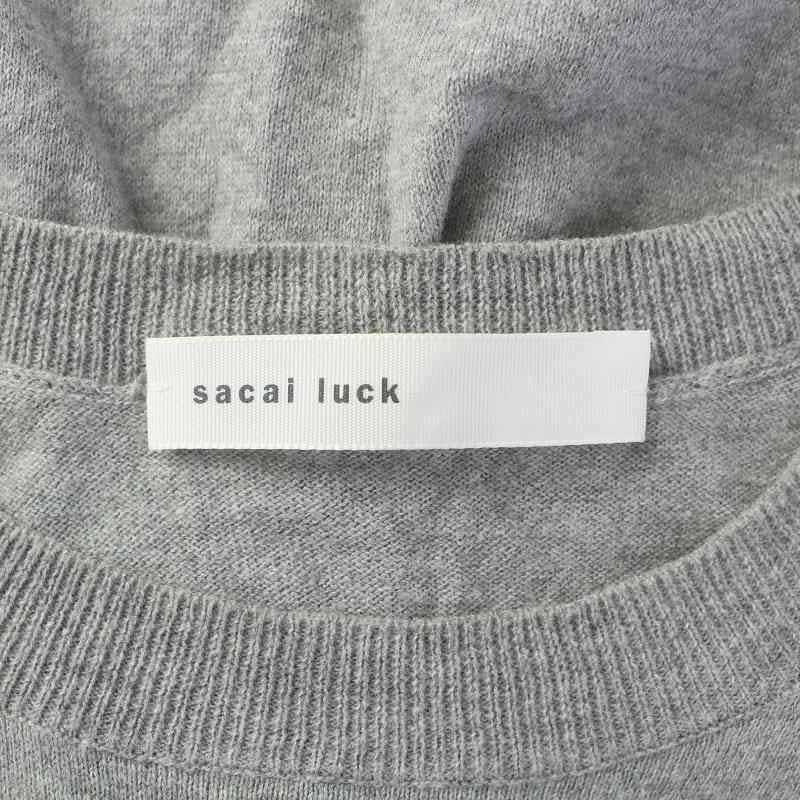 サカイラック sacai luck ニット カットソー 半袖 Uネック シルク 2 M グレー /AT15 レディース｜vectorpremium｜04