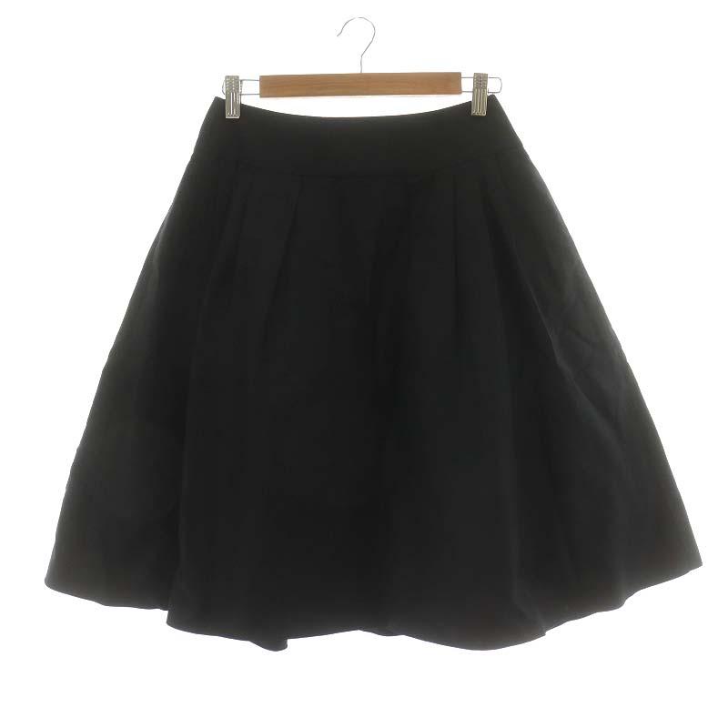 フォクシー FOXEY フレアスカート ひざ丈 コットン 38 S 黒 ブラック  