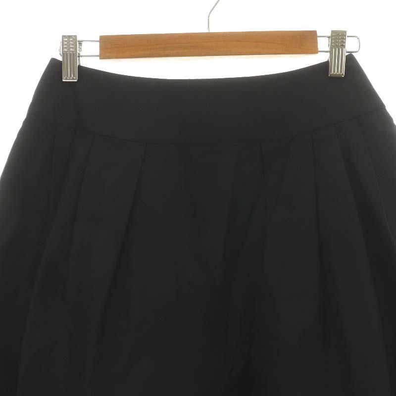 フォクシー FOXEY フレアスカート ひざ丈 コットン 38 S 黒 ブラック  