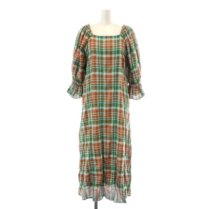 アメリヴィンテージ LACEY CHECK PUFF DRESS ワンピース ロング マキシ 
