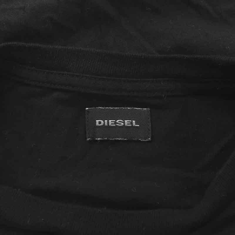 ディーゼル DIESEL Tシャツ カットソー 半袖 クルーネック デニム 切替 カットオフ L 黒 ブラック 紺 ネイビー /NW25 メンズ｜vectorpremium｜06