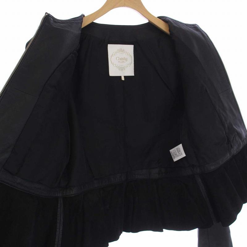 【チェスティ】ペプラム レザージャケット チェスティ Chesty ペプラム レザージャケット 革ジャン ジップ