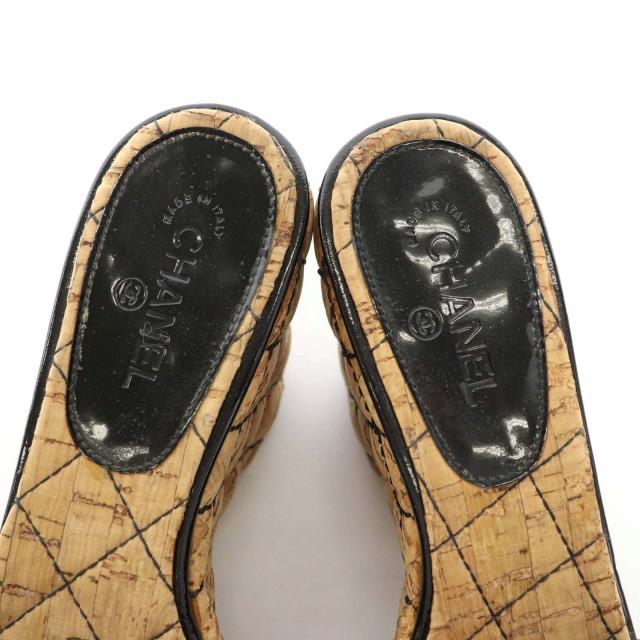 【サイズ表記なし】シャネル　ミュール ウェッジソール ココマーク エナメル サイズ表記なし】シャネルミュール ウェッジソール ココマーク