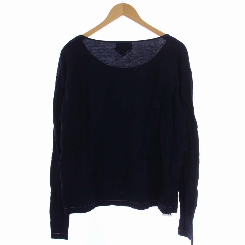 プラダ PRADA Tシャツ カットソー 長袖 クルーネック M 紺 ネイビー