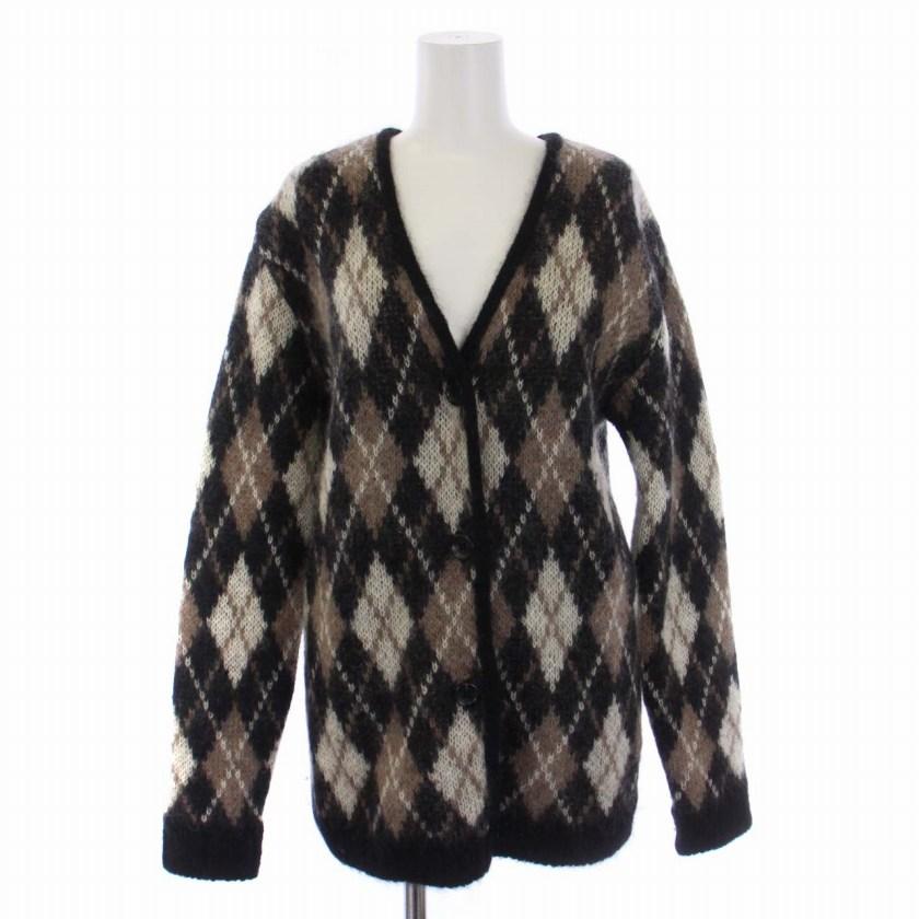 roku別注バトナーアーガイルカーディガンニット 