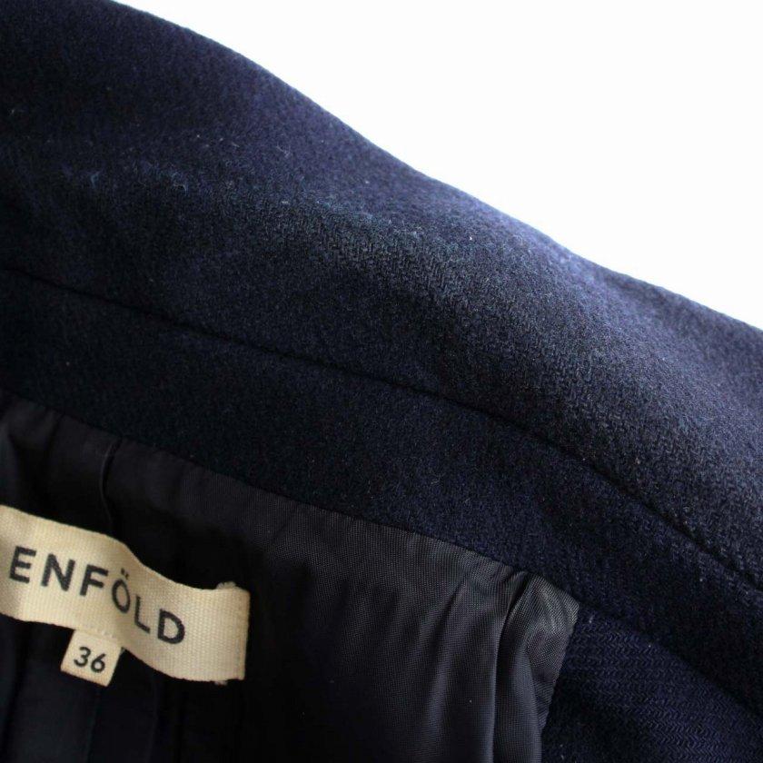 エンフォルド ENFOLD 圧縮ウールチェスターコート ロング 36 S 紺