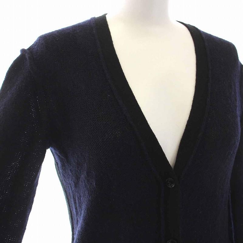 サリースコット Sally Scott カーディガン ニット Vネック 長袖 M 紺 