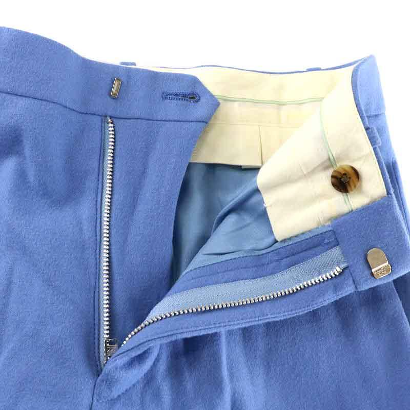 ドゥロワー　青　裏地シルク　ウールパンツ ドゥロワー青裏地シルクウールパンツ