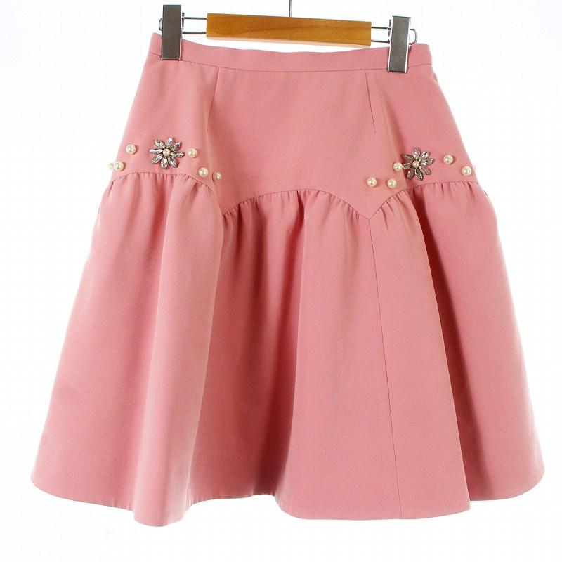 チェスティ Chesty 19AW スカート フレア ミニ パール ビジュー装飾 0 