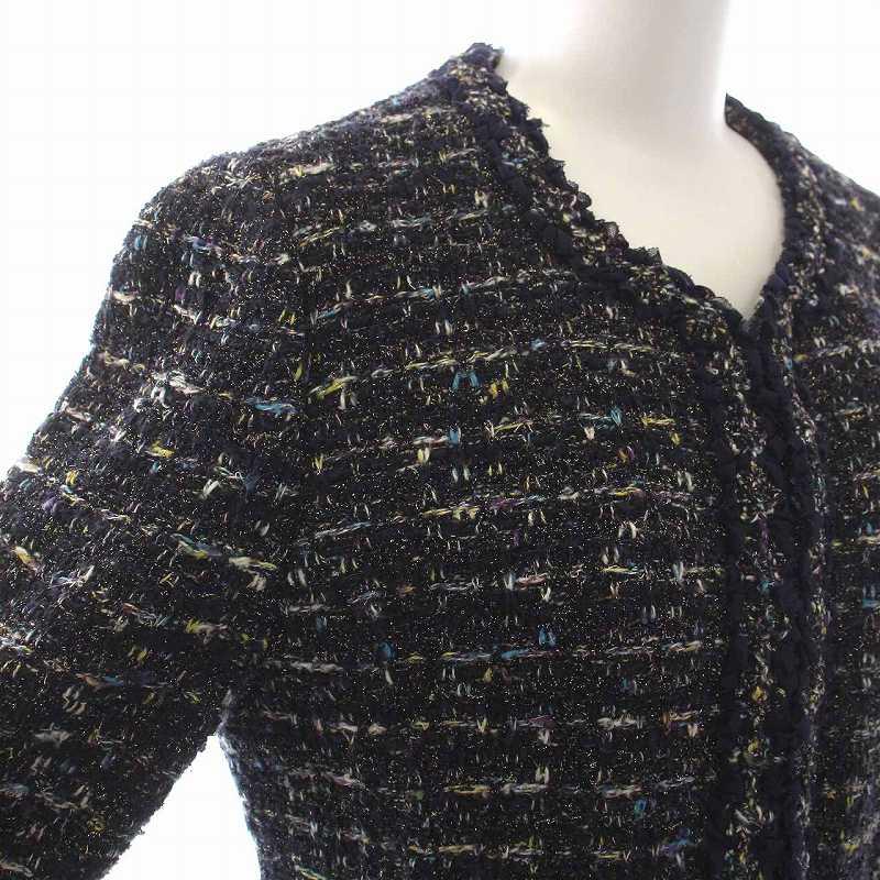 LEONARD レオナール FASHION ノーカラージャケット ツイード アウター 