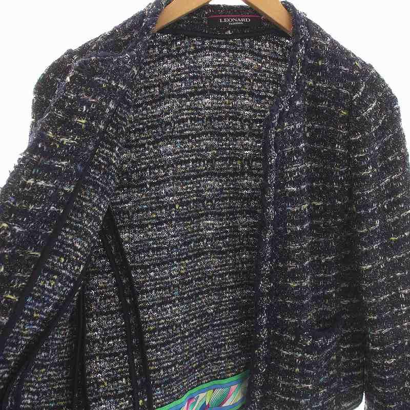 【良品】LEONARD レオナール  ツイード　コート　38 良品】LEONARD レオナール ツイードコート38