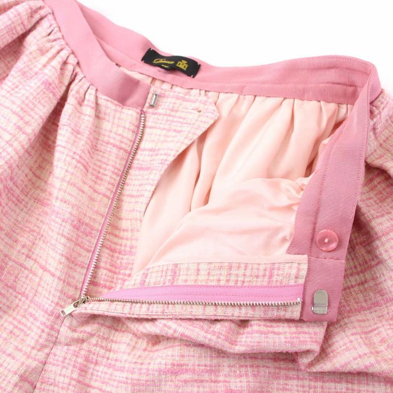 ドゥロワー Drawer ピンクツイードギャザーワイドパンツ 40 L ピンク  